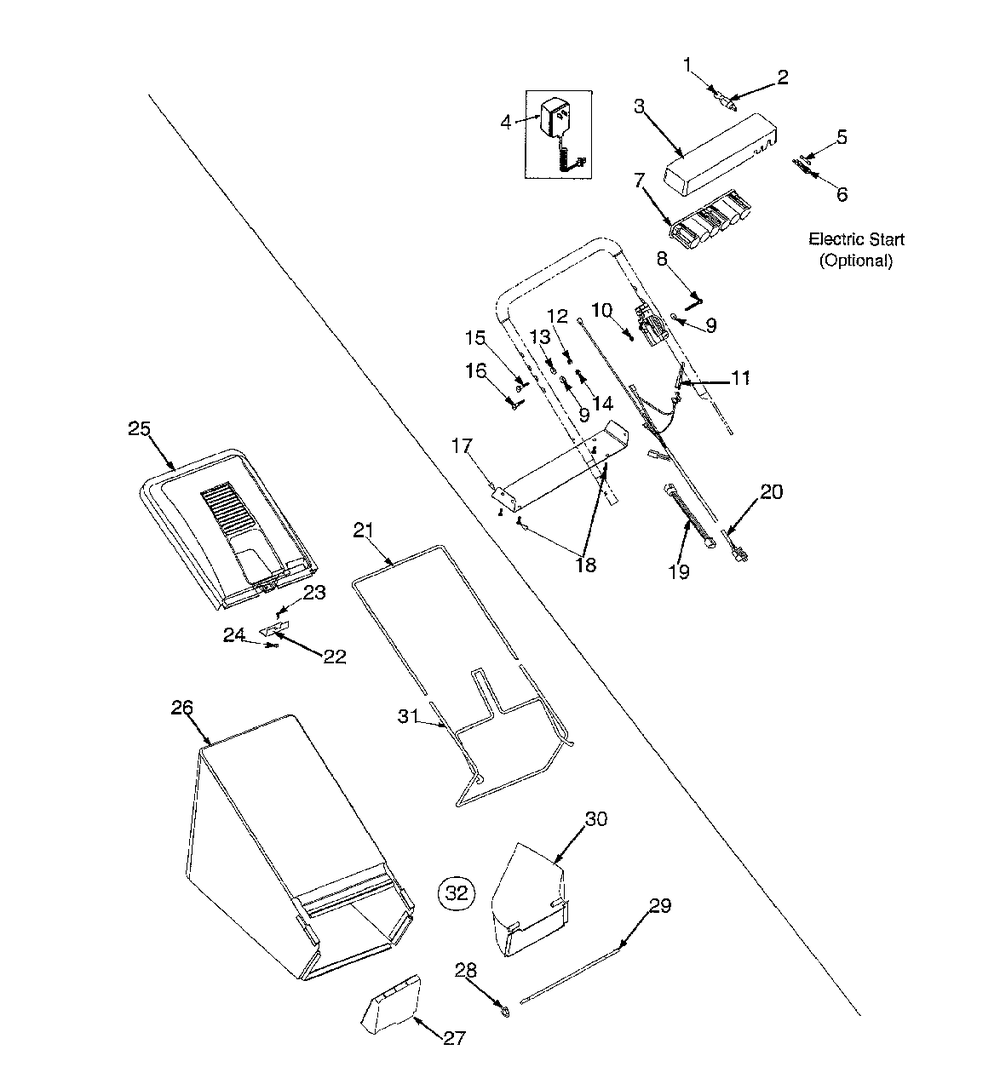 Baggerandelectric Start Diagram and Parts List for 12A-459S762 2000 Yard Machines Lawn Mower